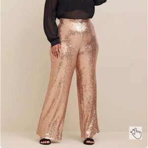 Torrid Pull-On Wide Leg Sequin High-Rise Pant Size 4R